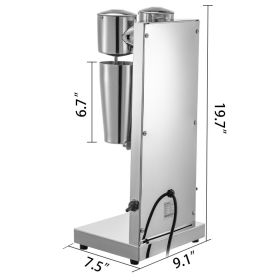 Milkshake Maker Kit, Stainless Steel Electric Milkshake Maker, 180W Milkshake Machine, Double Head Classic Milkshake Maker With 800ml Cup, Silver Milk