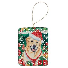 Yellow Labrador Retriever Christmas Porcelain Ornament Christmas Tree Hanging Decorations for Home Christmas Holiday, Rectangle, Gift, Multicolor