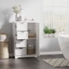 Bathroom Storage Cabinet, Floor Cabinet with Adjustable Shelf and 4 Drawers, Side Cabinet for Washroom, White