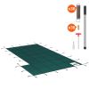 Inground Pool Safety Cover, Fits 20 ft x 40 ft Rectangular Winter Pool Cover with Right Step, Triple Stitched, High Strength Mesh PP