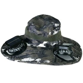 1Pc Outdoor Wide Brim Sun Hat With 2 Rechargeable Fans Solar Powered 3 Wind Speeds UPF50 Breathable Waterproof Nylon Mesh Outdoor Hat For Hiking Campi (Option: Green Graffiti)
