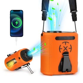 1Pc 5 In 1 Portable Waist Clip Fan With 5 Speeds Flashlight 1WmAh Battery Operated Personal Wearable Turbo Belt Fan Hands-Free Neck Fan For Camping Tr (Option: Orange)