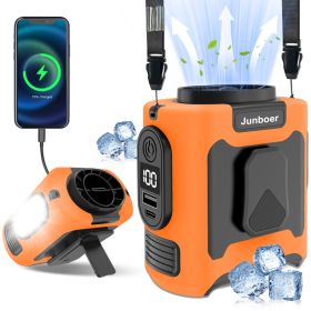 16, 000 Rpm 10000mAh Portable Waist Fan, Clamp On Wearable Belt Personal Fan, Rechargeable Battery Powered, With 5 Speed Levels And Flashlight, Suitab (Option: Orange)