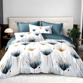 3-piece Set Of Simple And Fresh Blue And White Floral Duvet Cover, Polyester Bedroom Decoration Bedding Set Twin Full Queen King Size (Option: Queen-Blue)