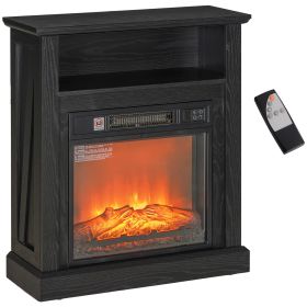HOMCOM 27" Electric Fireplace with Mantel Surround, 1400W Replaceable Fireplace Insert Heater with Realistic Log and Flame Effect, Remote Control (Color: as Pic)