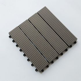 One box of 11 pieces, 300 * 300 * 22mm per piece Outdoor garden floor tiles Pool wood plastic DIY buckle splicing wpc (Color: Grey)