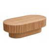 43.70 Inch Modern Handcraft Drum Coffee Table Oval Coffee Table for Living Room,Small Wooden Coffee Table with Sturdy Pedestal for Office